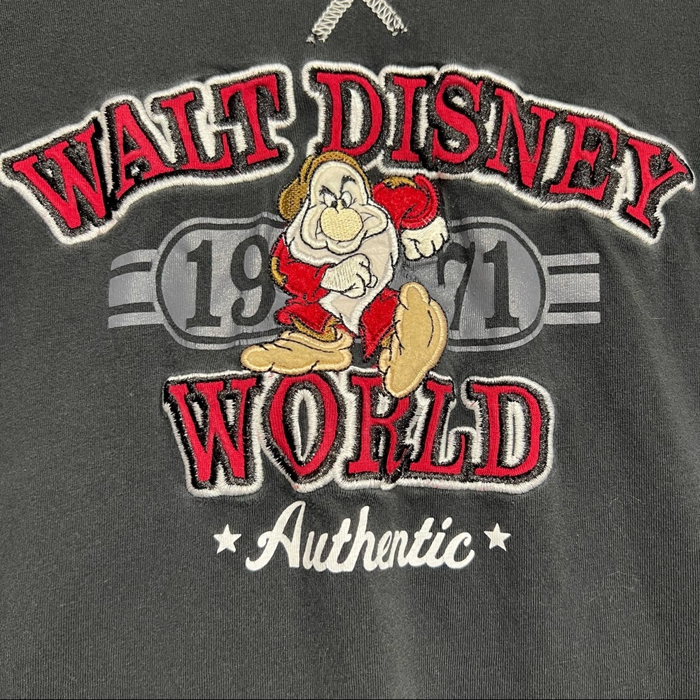 Disney Parks Women's Large Grumpy Long Sleeve Tshirt Crewneck Graphic Embroidery
